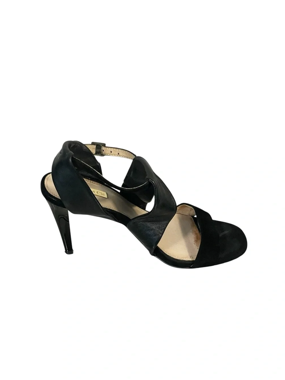 Louise Et Cie Black Leather Suede Strappy Ankle Strap Stiletto Heel Shoes 7.5M